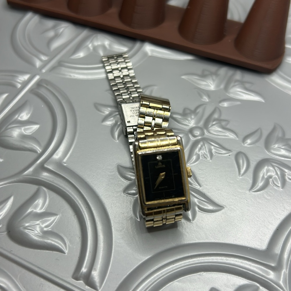 Gold Rectangular Watch With Black Face - image 6
